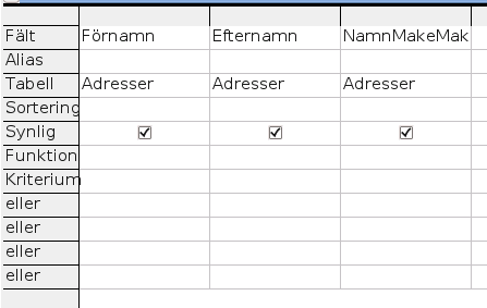 Skapa sökningar Figur 117: Söknings-inställningstabell 1) Alla poster i Söknings-inställningstabellen måst vara på formen : 'entry' (en apostrof, posten och en ytterligare apostrof).