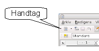 Verktygsrader Figur 18: Handtaget i en förankrad menyrad Anpassa en verktygsrad Det finns tre huvudsätt att få fram dialogrutan för att anpassa verktygsraden: 54 På verktygsraden, klicka på pilen i