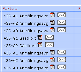 Sid 38 Fliken Ekonomi Här får ni en samlad bild av fakturerat, inbetalt och restbelopp att betala. Genom att klicka på PDF-ikonen, så visas fakturan och kan t.ex. skrivas ut.