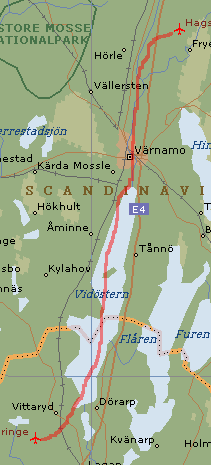 20. Ljungby/Feringe ESMG - Fagerhult ESMF Flyg norrut och följ E4:an, sjön Vidöstern