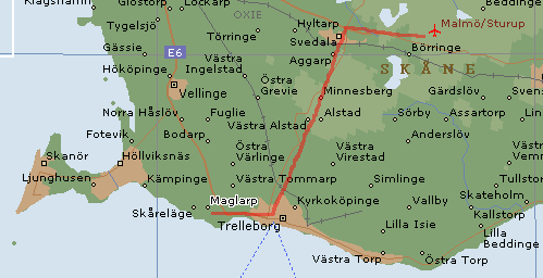 25. Malmö/Sturup ESMS - Trelleborg/Maglarp ESMR Vägen tillbaka mot Malmö. I Svedala, sväng av söderut och följ lilla vägen till Trelleborg vid kusten.