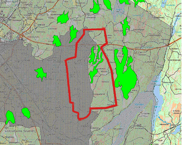 Samrådshandling Sättravallen, reviderad version 27 7.3 Intressen som förekommer inom projekteringsområdet Inventerade våtmarker enligt naturvårdsenhetens våtmarksinventering från 1993 (figur 17).