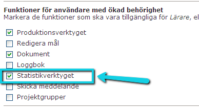 Enkätresultat 1. För att få fram enkätresultat väljer du Statistikverktyget under Verktygslådan. OBS! I kurswebbsmallen är Statistikverktyget avslagen som standard.