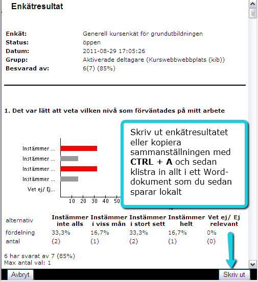 8. Nu öppnas ett nytt fönster med sammanställningen. Du kan skriva ut den genom att klicka på Skriv ut.