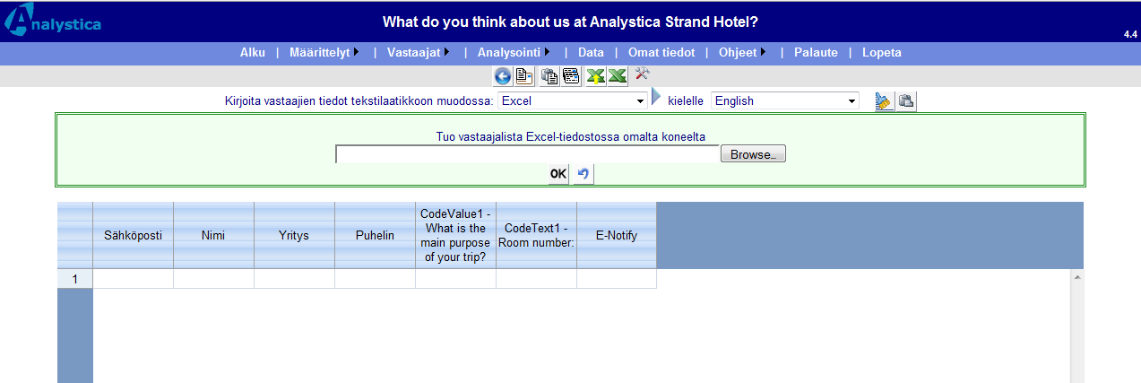 6.3.4 Inklistring av svarare från MS Excel (Firefox och andra) De som skiljer sig i dessa bläddrare från Internet Explorer är att du först måste spara din Excel fil så att listan med svarare finns i