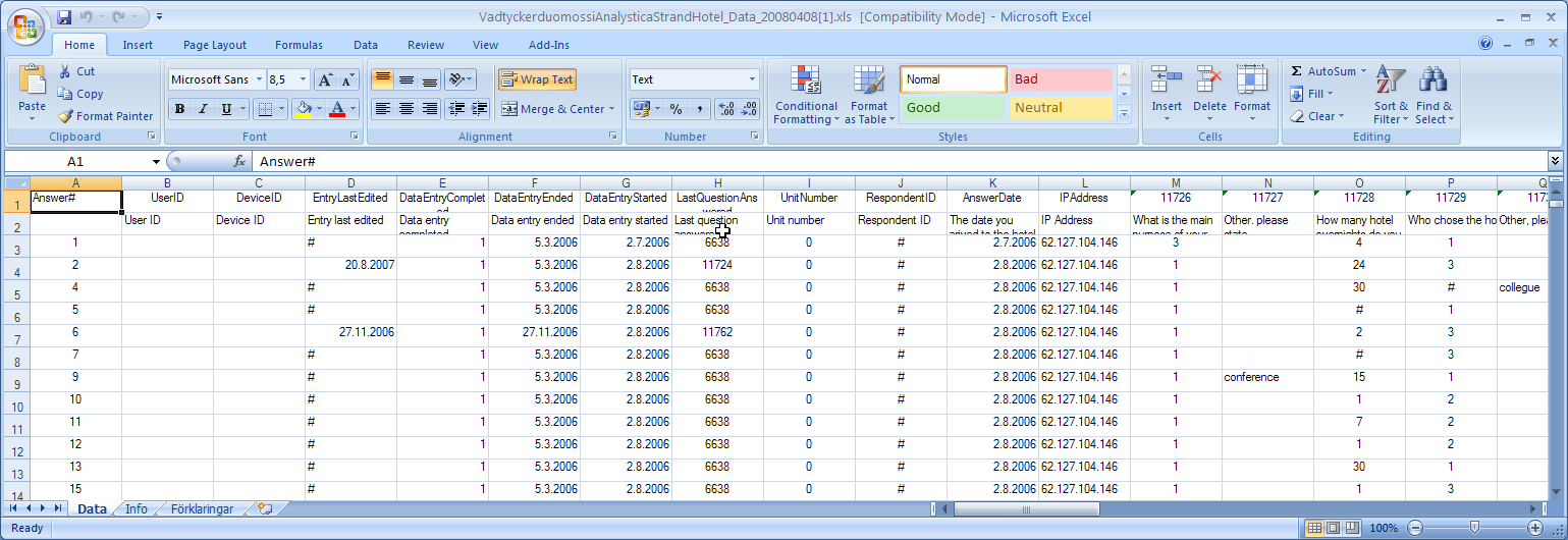 7.2.6 För över data till Excel Om du vill kan du hantera resultaten i Microsoft Excel. För detta finns en behändig funktion för att föra över all eller en del av resultaten till en Excel tabell: 1.