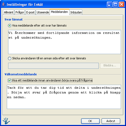 Följande formatmallar kan ändras: Formatmallar: Här kan man ändra formamallar för etiketter (frågans namn, rubrik i kommentarer), texter (vanlig text och frågor) samt för inmatningsfältet.