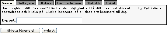 3 Enkäten i on-lineläge Så här ser enkäten ut i on-lineläge om man har en sluten enkät. Då måste man logga in för att nå enkäten.