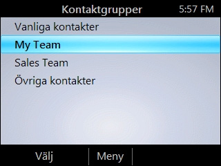 Polycom användarhandbok för CX500/CX600/CX3000 IP-telefon Visa ett kontaktkort Ett kontaktkort ger information om en kontakts tillgänglighet och närvaro.