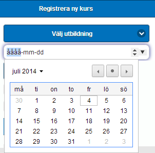 Kommun som kan väljas Det är nu inlagt alla kommuner 290 st. Funktion beror på webbläsare Vissa praktiska funktioner som en datumplatta stödjs inte i alla webbläsare.