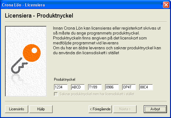 Çrona Lön Installation Licensiera Produktnyckel