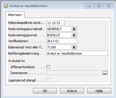 Nollställning av resultat till balanskonto. Sista steget i årsavslutningen är att nollställa resultaträkningen och boka upp resultatet på ett balanskonto.