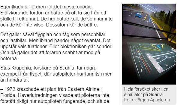 Skärmbild från Länstidningen Södertälje och Ny Teknik 6.3 Deltagare informationsspridning MODAS-projektet har presenteras på sajter inom organisation: Scania Careers: http://blogs.scania.