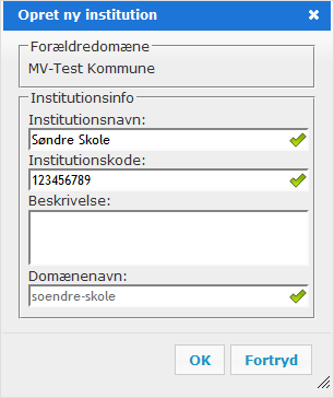 23 5.1.1. Upprätta ny skola Börja upprättandet av en skola genom att klicka på knappen Upprätta. Ange först ett unikt skolnamn och därefter skolkoden för den aktuella skolan.