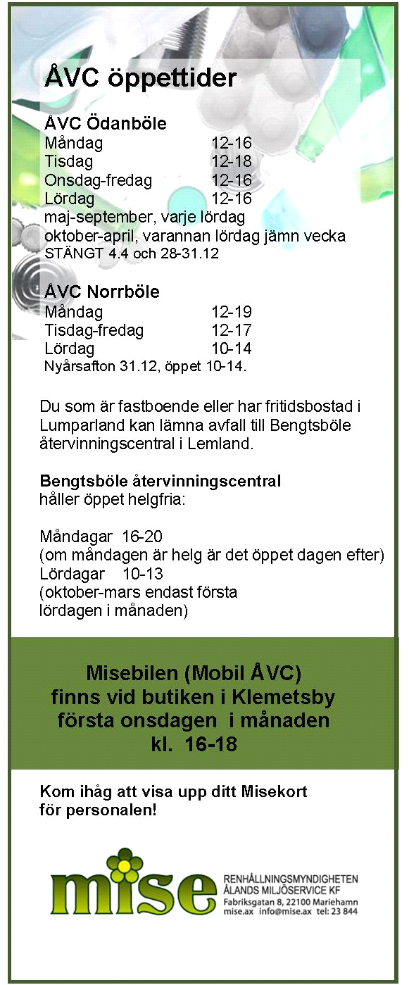 LUMPARLANDS KOMMUNS INFOBLAD SIDA 6 Nästa infoblad utkommer måndagen den 2:a mars Om du vill ha med något i