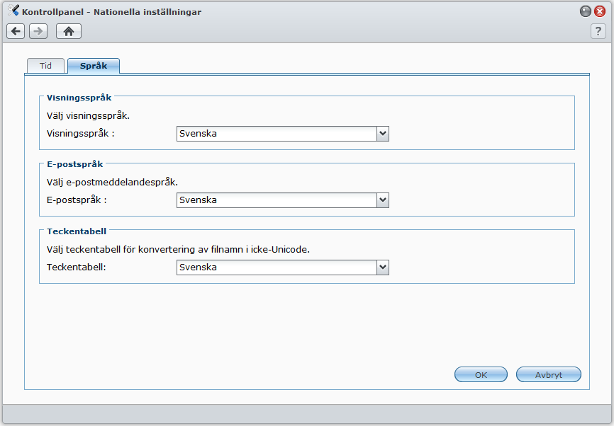 Ändra nationella inställningar Gå till Huvudmeny > Kontrollpanel > Nationella inställningar för att konfigurera följande nationella inställningar.