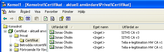 8. Information om certifikatspropagering till MyStore I Net id har alltid funktionen CertMover funnits. Funktionen läser in kortets användarcertifikat och lägger dem åtkompliga för t.