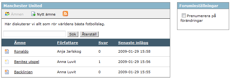 Klicka på Ny i verktygsfältet för att göra en ny anteckning. Ange Titel och Text och klicka på Spara. Klicka på Redigera-symbolen till höger om en anteckning för att redigera den.