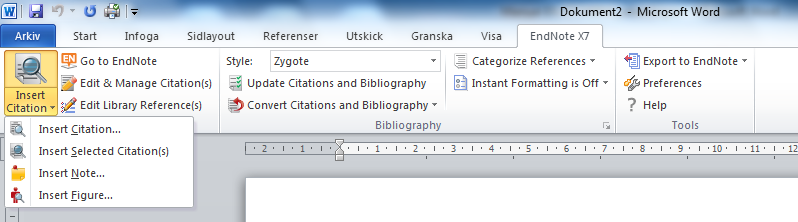 1. Efter att du valt databas kommer EndNotes sökfönster upp där du kan göra dina sökningar. 2. Rutan Confirm Online Search kommer upp och visar antalet träffar.