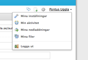 11. Användarmeny Användarmenyn är den enda menyn uppe till höger för en normalanvändare.