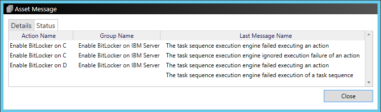 Figur 14. Ett utdrag ur en loggfil från SCCM De andra felen var att vissa bankkontorsprogram inte hade installerats fullständigt på grund av att en Windowsfunktion saknas.