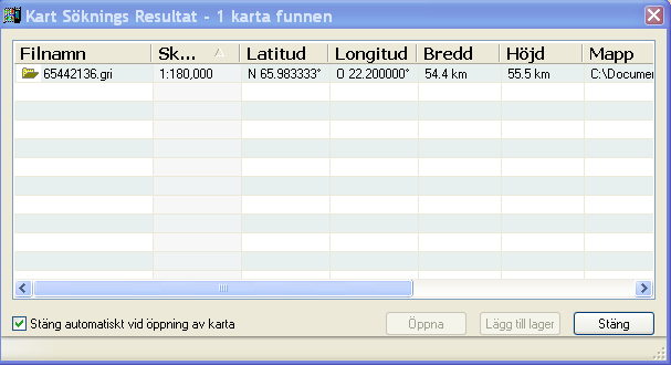 Välj en önskad karta och klicka sedan på Öppna.