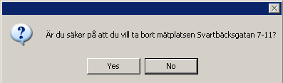 Bild 230: Koppla loss mätare från mätarplats För att ta bort en mätarplats markera den i fastighetsträdet och