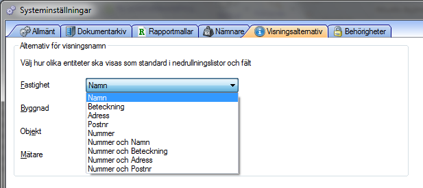 Nämnare Bild 241 - Dialogen Systeminställningar Nämnare Inställningar som rör tidstämplade nämnare i Vitec Nova, eller en extern källa, synkroniseras under fliken Nämnare.