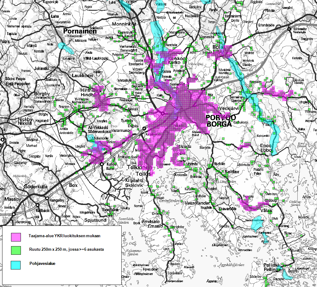 23 Tätortsområde enligt YKR klassificeringen Ruta 250x250 m med >= 6 invånare Grundvattenområde Bild 4.