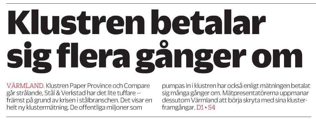 2015 Samverkan ger resultat Nyhet i dagens tidningar Femton