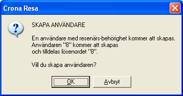 Çrona Resa Personal Anställningsnumret används både som användar ID och som lösenord. Detta kan givetvis sedan ändras.