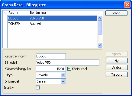 Çrona Resa Personal Registreringsnummer Ange bilens registreringsnummer, t.ex. "ABC123". Bilmodell Ange bilmodell, bilmärke och kanske årsmodell.