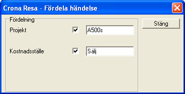 Traktamente Çrona Resa Fördelning Om du använder resultatenheter kan du fördela hela reseräkningen och/eller enskilda händelser på