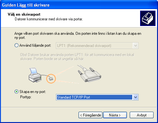 VÄLKOMMEN 13 Steg 3 Installera PostScript-skrivardrivrutiner i användardatorer för TCP/IP-utskrift Från en Windows XP-dator: 1 Klicka på Start och välj Skrivare och fax.