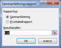 Bekräfta med OK Klicka på knappen Sammanfattning för