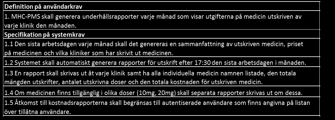 der systemets krav en beskrivning på vad ett system ska göra vilka tjänster som ska finnas tillgängliga samt eventuella begränsningar för dess drift.