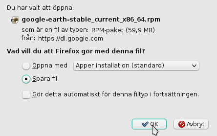 Jag väljer att ladda ner 64-bitars rpm (För