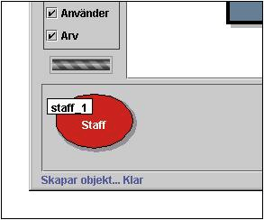 Grunderna redigera / kompilera / exekvera Figur 3: Skapandet av objekt utan parametrar Dialogen frågar efter ett namn för det objekt som skall skapas. Samtidigt föreslås ett namn (staff_1).