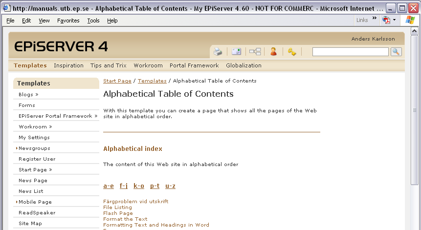 26 Arbeta med mallar i EPiServer 4.