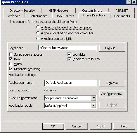 Adobe Update Server Setup Tool Konfigurera IIS Server 6 98 3. Välj fliken för hemkatalog och klicka på Konfiguration (Configuration) VIKTIGT!