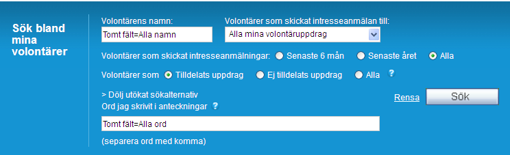 8 5 Mitt volontärregister och lägga till en volontär På fliken Mitt volontärregister ser du alla dina intresseanmälningar på ett och samma ställe.