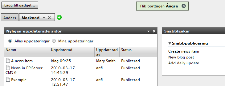 10 Användarhandboken för EPiServer OnlineCenter 6.0 Rev A 2. Om du valde Ta bort visas ett bekräftelsemeddelande. Välj OK för att bekräfta borttagningen. 3.