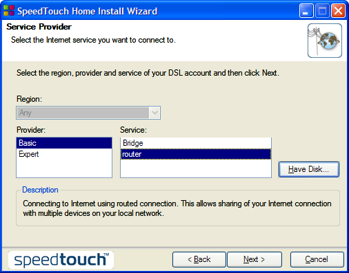 Kapitlet 3 Internet-åtkomst på nolltid Konfigurera SpeedTouch (och datorn) När maskinvaran är installerad och du är ansluten till SpeedTouch, fortsätter guiden med konfigurationen av SpeedTouch.