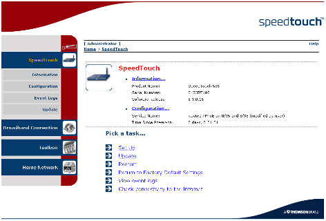 Kapitlet 3 Internet-åtkomst på nolltid Starta snabbinstallationsguiden Du kan alltid starta snabbinstallationsguiden från de inbäddade webbsidorna.