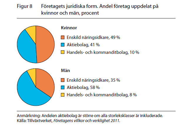 Några statistiksiffror o 23 % av företagen d.v.s. nästan en fjärdedel drivs av kvinnor.