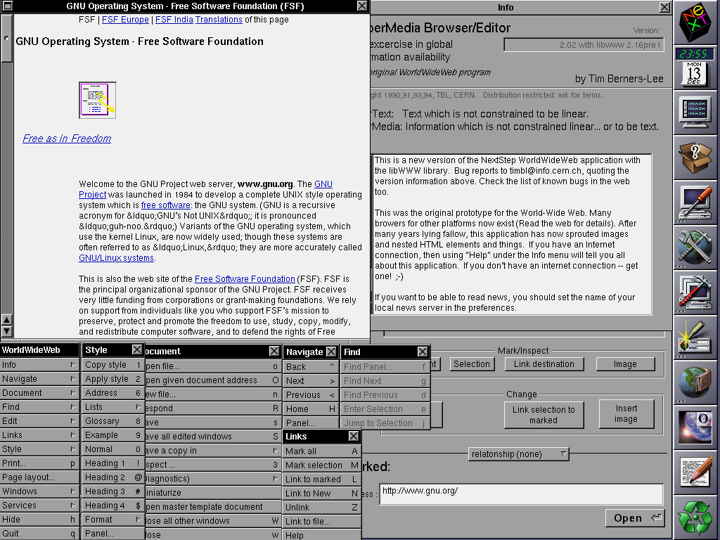 Bakgrund Figur 4: WorldWideWeb - den första webbläsaren. Internet Explorer som släpptes ytterligare ett år efter. Det första så kallade webbläsarkriget började.