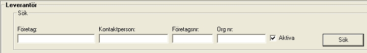 Man kan välja att ta bort bocken i rutan Aktiv om leverantören ska vara vilande. Det innebär att man inte kan registrera en leverans på detta företag.