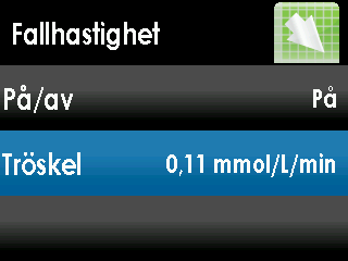 6 Följ anvisningarna nedan för att ändra varningsinställningarna för öknings- eller fallhastighet. 1.