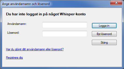 Säkerhetskopiering av larmuppgifterna i internet Whisper-konto Med hjälp av ett Whisper-konto går det att skapa en säkerhetskopia av användarens larmuppgifter och kvitteringshistorik på servern.