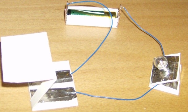 Parallellkoppling Koppla batterierna så här. Hur lyser lampan. Svagt som med ett batteri. Vilken nytta kan man ha av parallellkoppling? Två batterier räcker längre än ett.